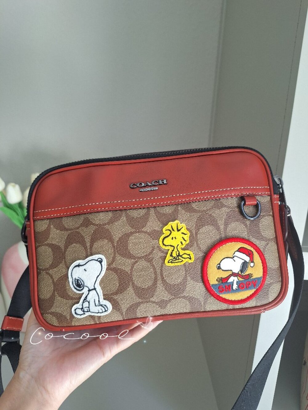 NWT COACH X PEANUTS GRAHAM CROSSBODY IN SIGNATURE CANVAS WITH PATCHES CE746